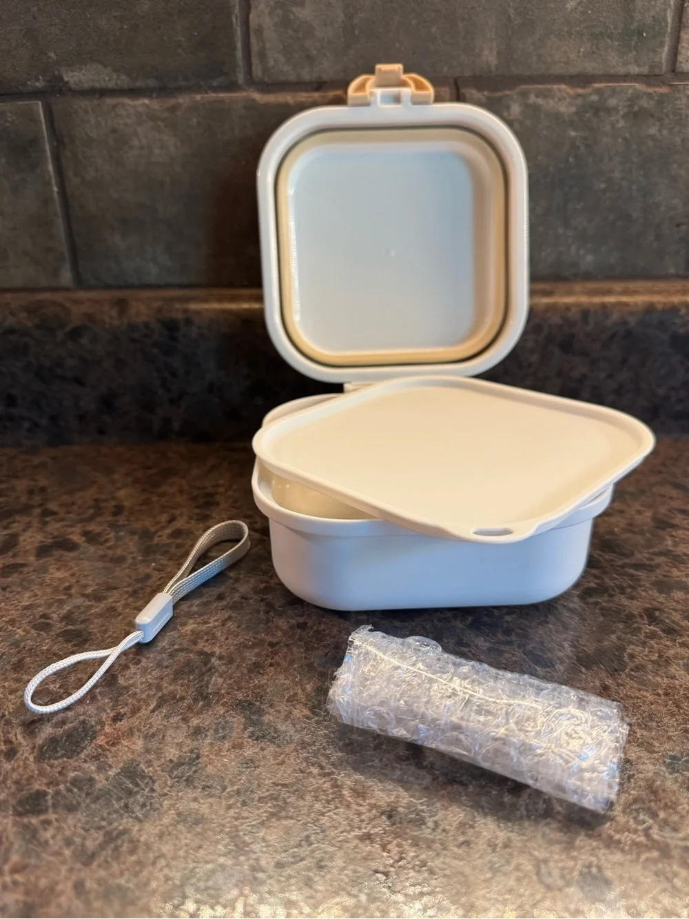 Pet Life Outdoor Travel Pet Bowl - Cream and Tan